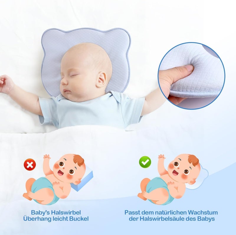 FOBSERD Memory Foam Baby Pillow,Cute Cartoon Bear Soft and Cozy Pillow, Breathable Bedding Set for Infants for Small Boys and Girls Prevent Flat Head - Image 5